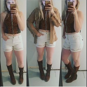 Leather animal print halter top